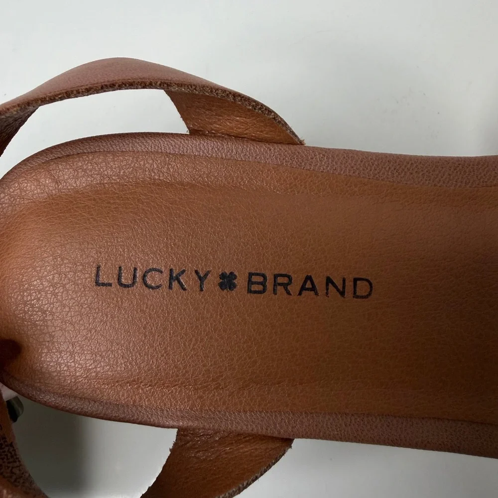 Lucky Brand Platform Sandals Womens‎ Tan Macrame Woven Boho 7.5M